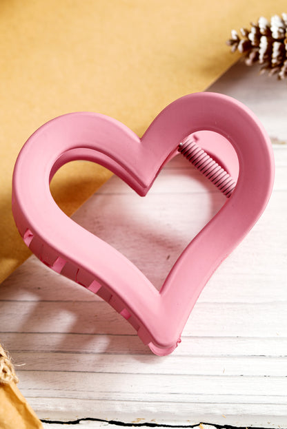 Light Pink Simple Frosted Heart Shaped Hair Claw Clip