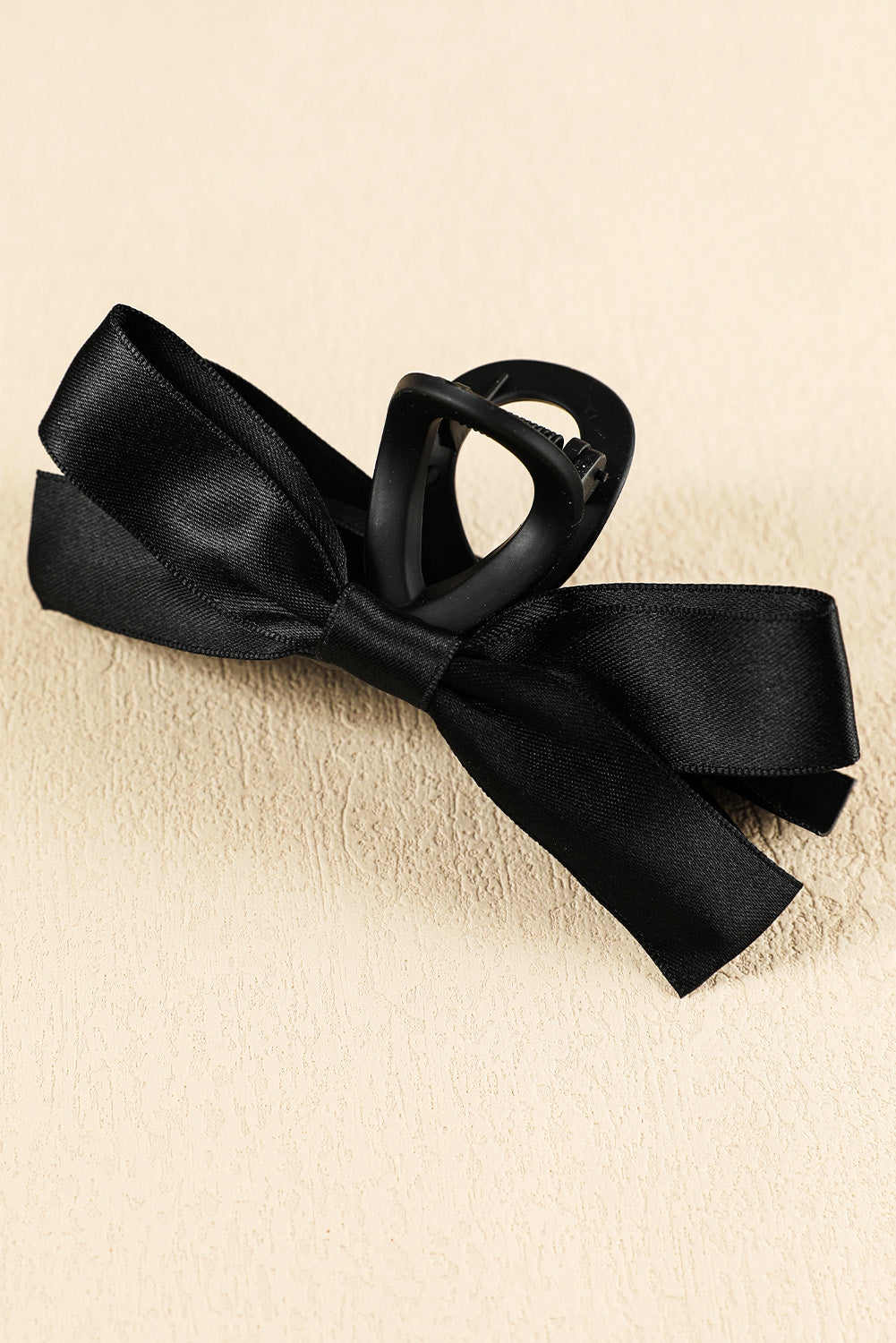 Black Solid Color Ribbon Bow Decor Hair Clip