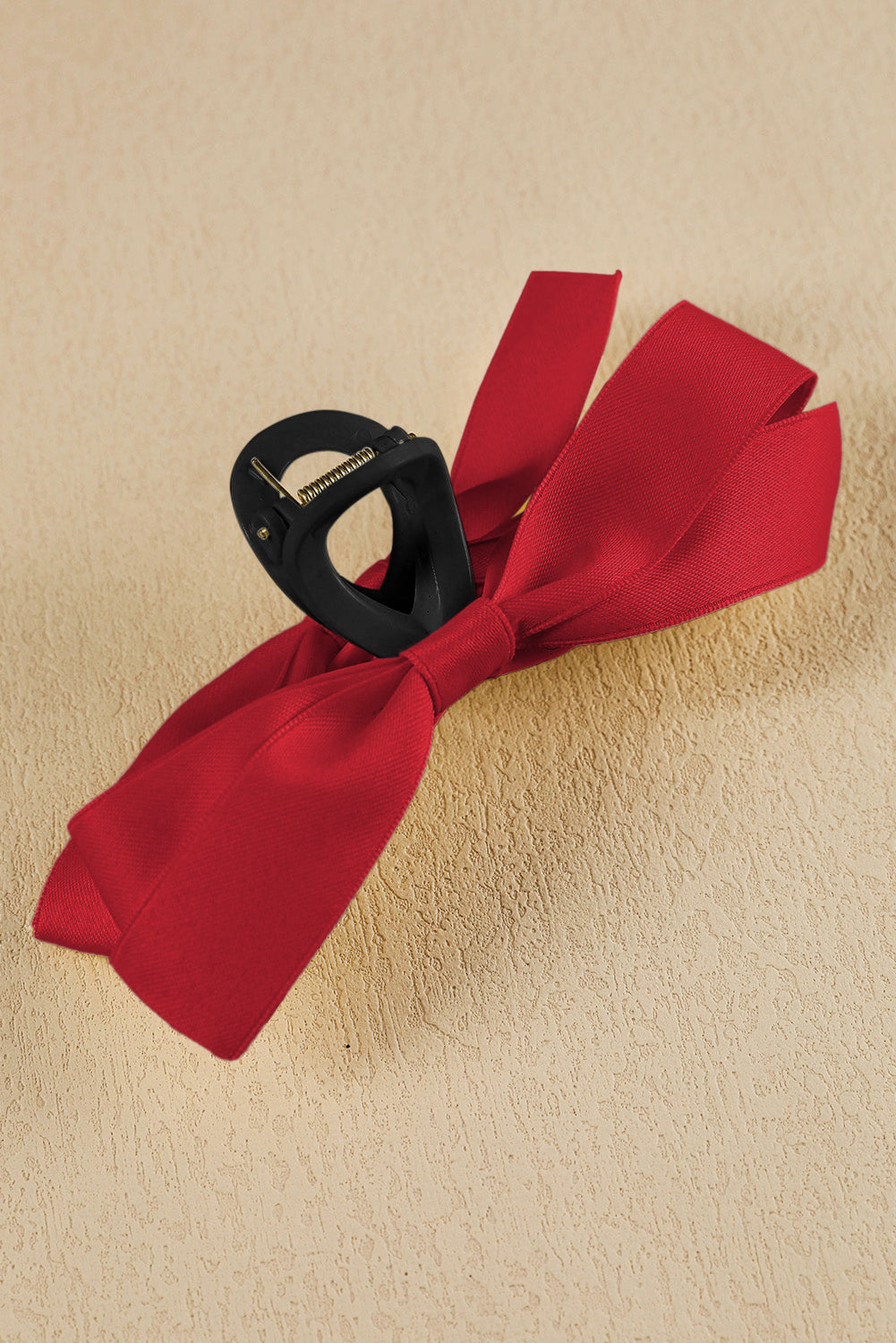 Black Solid Color Ribbon Bow Decor Hair Clip