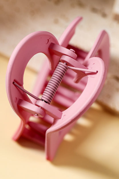 Light Pink Simple Frosted Heart Shaped Hair Claw Clip