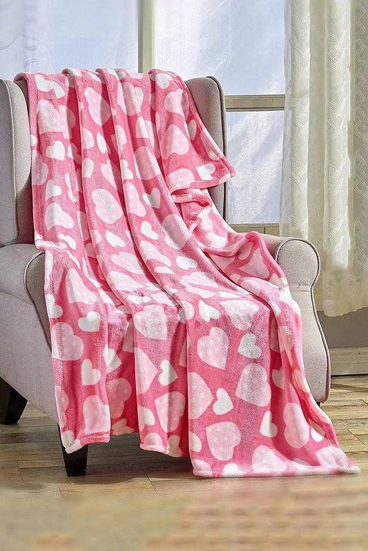 Peach Blossom Heart Pattern Valentines Flannel Blanket