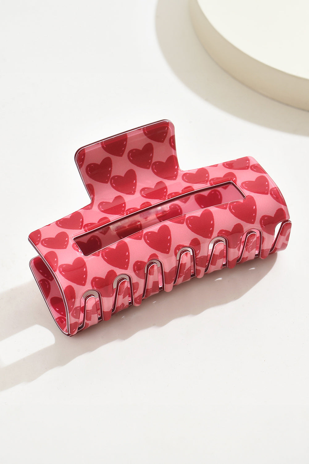 Fiery Red Valentine Heart Print Hair Claw Clip