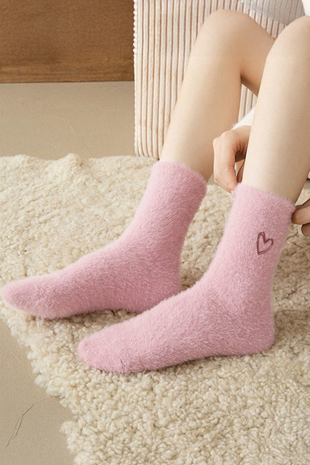 Gossamer Pink Valentine's Day Heart Thick Soft Socks