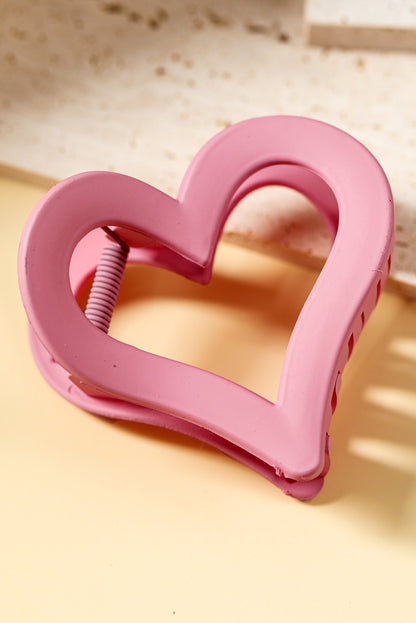 Light Pink Simple Frosted Heart Shaped Hair Claw Clip