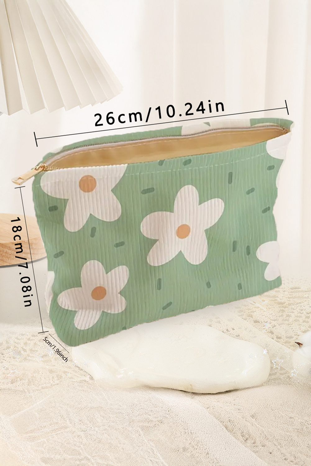 Aruba Blue Floral Zipper Makeup Bag