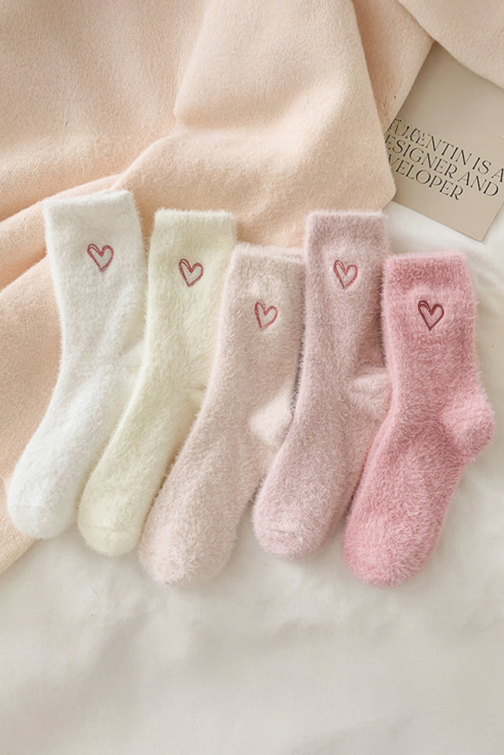 Gossamer Pink Valentine's Day Heart Thick Soft Socks