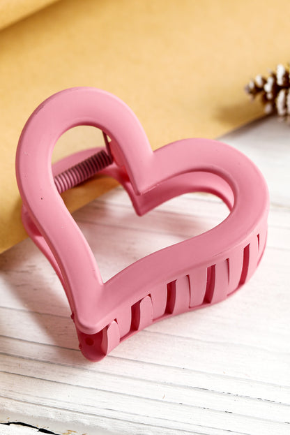 Light Pink Simple Frosted Heart Shaped Hair Claw Clip