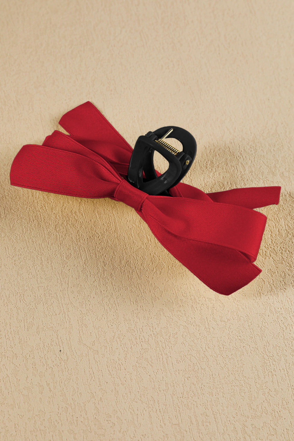 Black Solid Color Ribbon Bow Decor Hair Clip