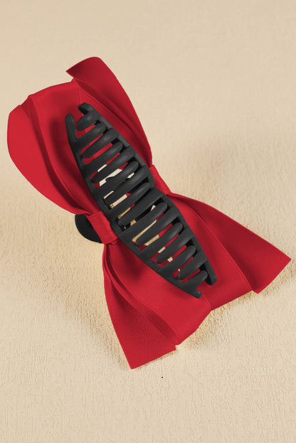 Black Solid Color Ribbon Bow Decor Hair Clip