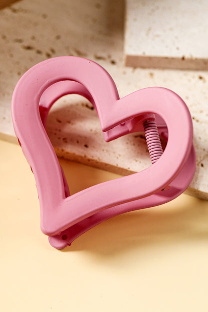 Light Pink Simple Frosted Heart Shaped Hair Claw Clip