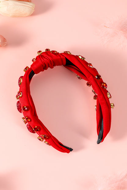 Fiery Red Heart Shape Crystal Headband